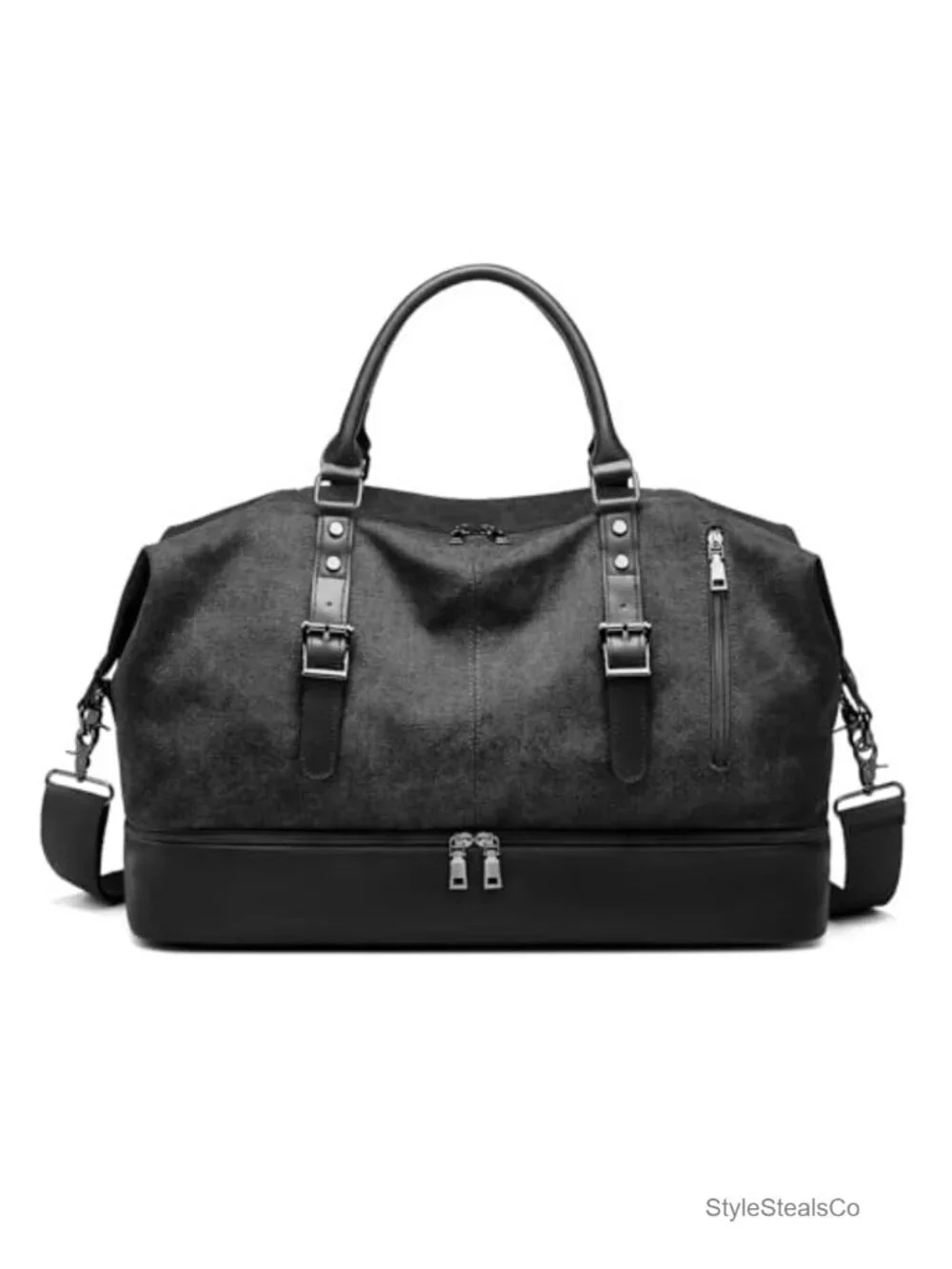 Canvas Travel Duffle Bag with Shoe Compartment Carry On Weekender